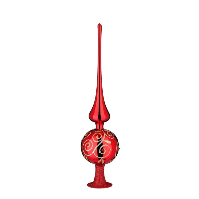 inge-glas-strahlende-leidenschaft-christbaumspitze-33-cm-rot-glanz image 1
