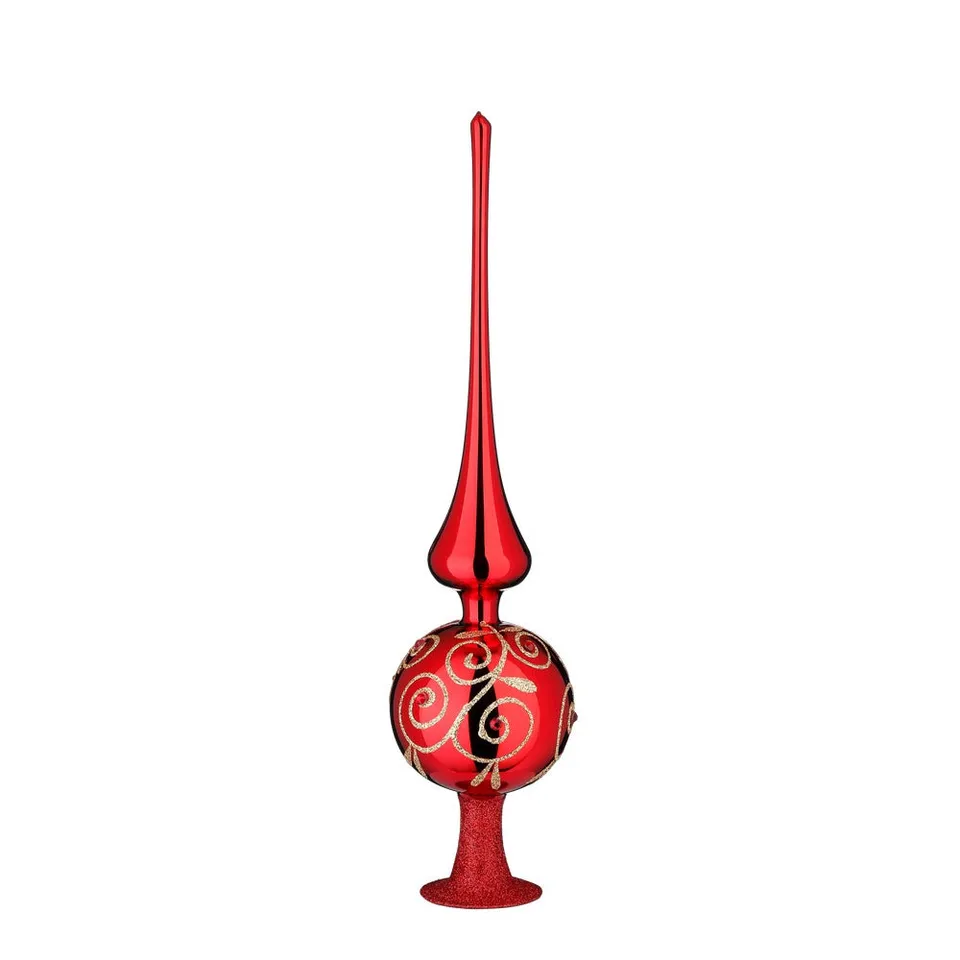 inge-glas-strahlende-leidenschaft-christbaumspitze-33-cm-rot-glanz image 1
