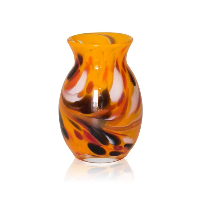 lauschaer-glas-vase-granulat-gelb-h-13-cm-mundgeblasen image 1