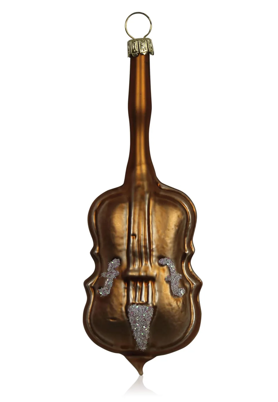 lauschaer-glas-christbaumschmuck-bassgeige-haselnuss-matt-mundgeblasen image 1