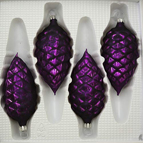 lauschaer-glas-christbaumschmuck-tannenzapfen-lila-matt-4er-set image 8