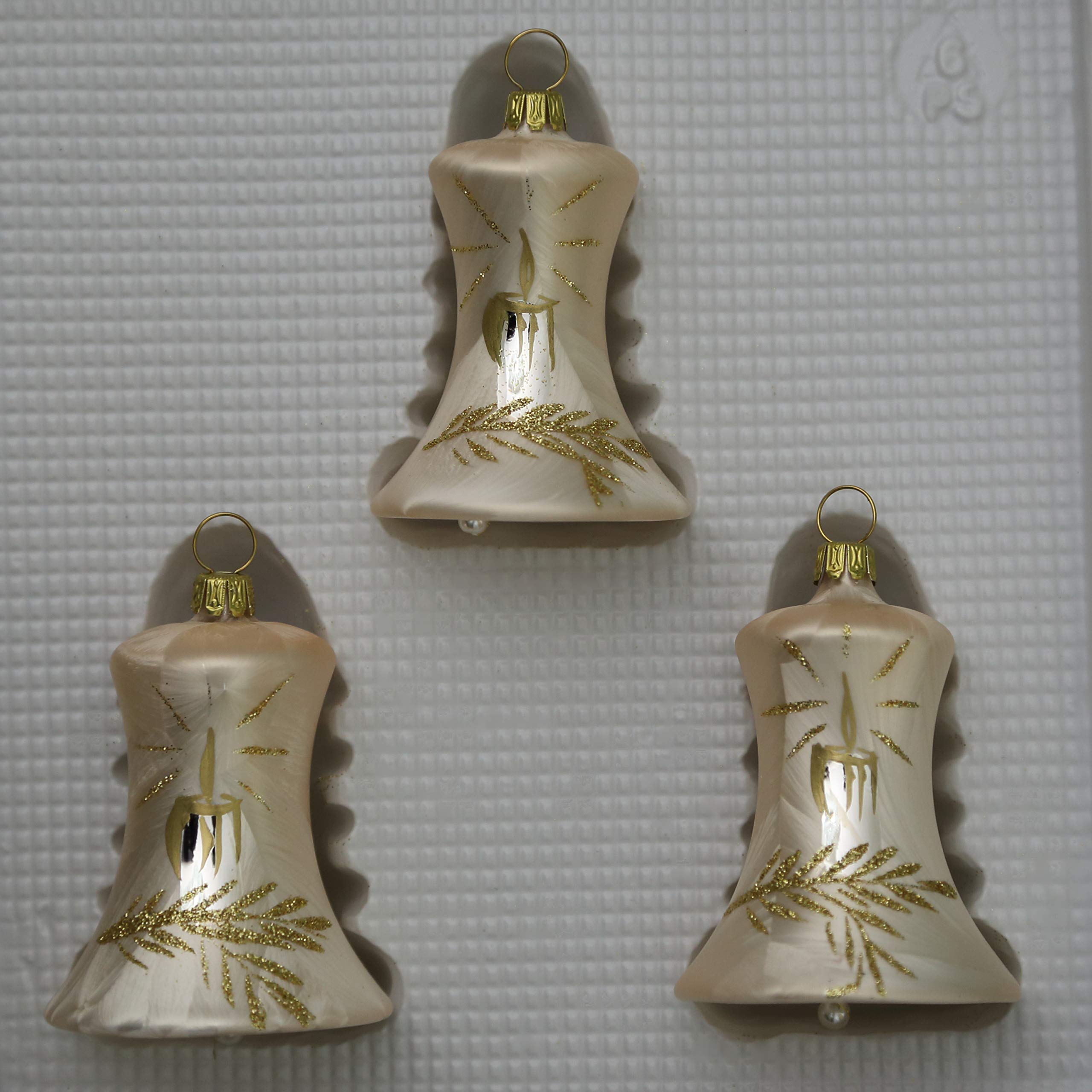 lauschaer-glas-christbaumschmuck-glocken-klein-eislack-champagner-mit-kerze-3-st image 2