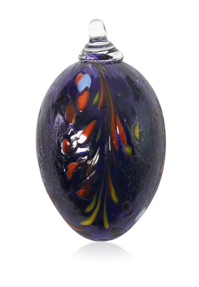 lauschaer-glas-osterei-mit-granulat-dunkelblau-d-8-cm-l-11-cm image 1