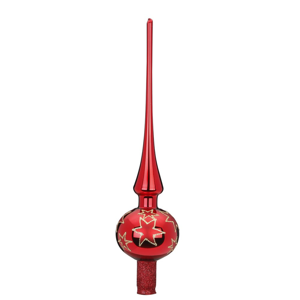 inge-glas-weihnachtssterne-baumspitze-7-x-30-cm-rot-glanz image 1