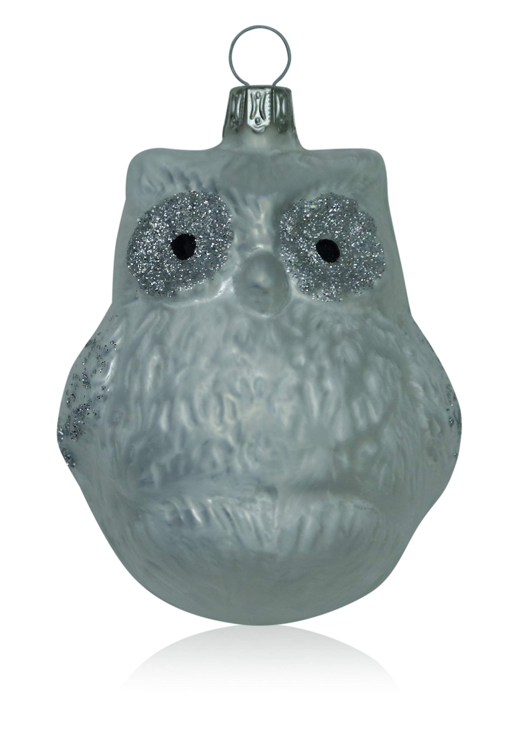 lauschaer-glas-eule-eislack-wei-3-st-ck-christbaumschmuck-mundgeblasen image 1