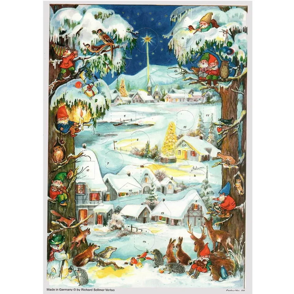 sellmer-verlag-adventskalender-a4-winterliches-dorf-papier image 1