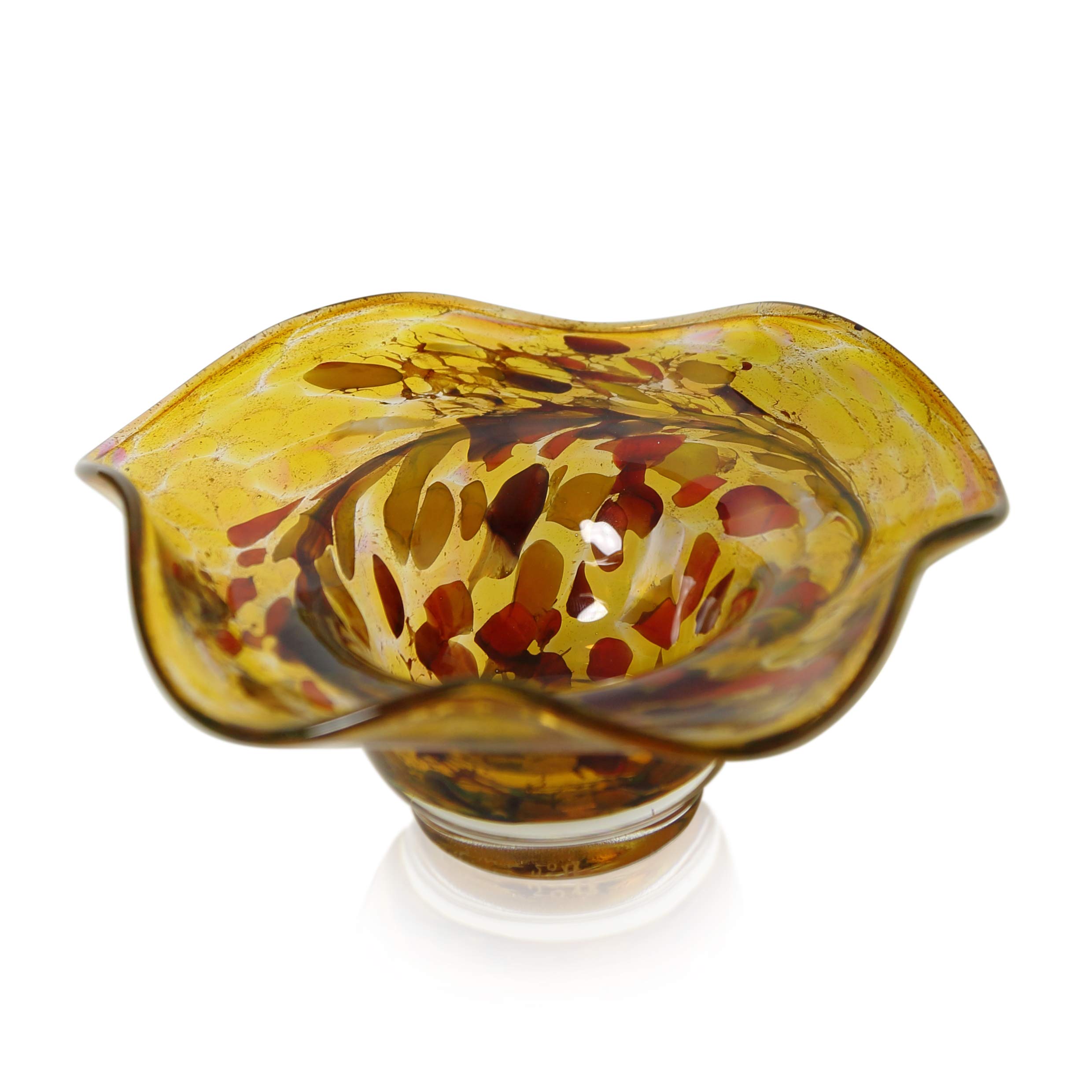 lauschaer-glas-kerzenhalter-schale-gold-13-cm-h-5-cm-mundgeblasen-handgeformt image 1