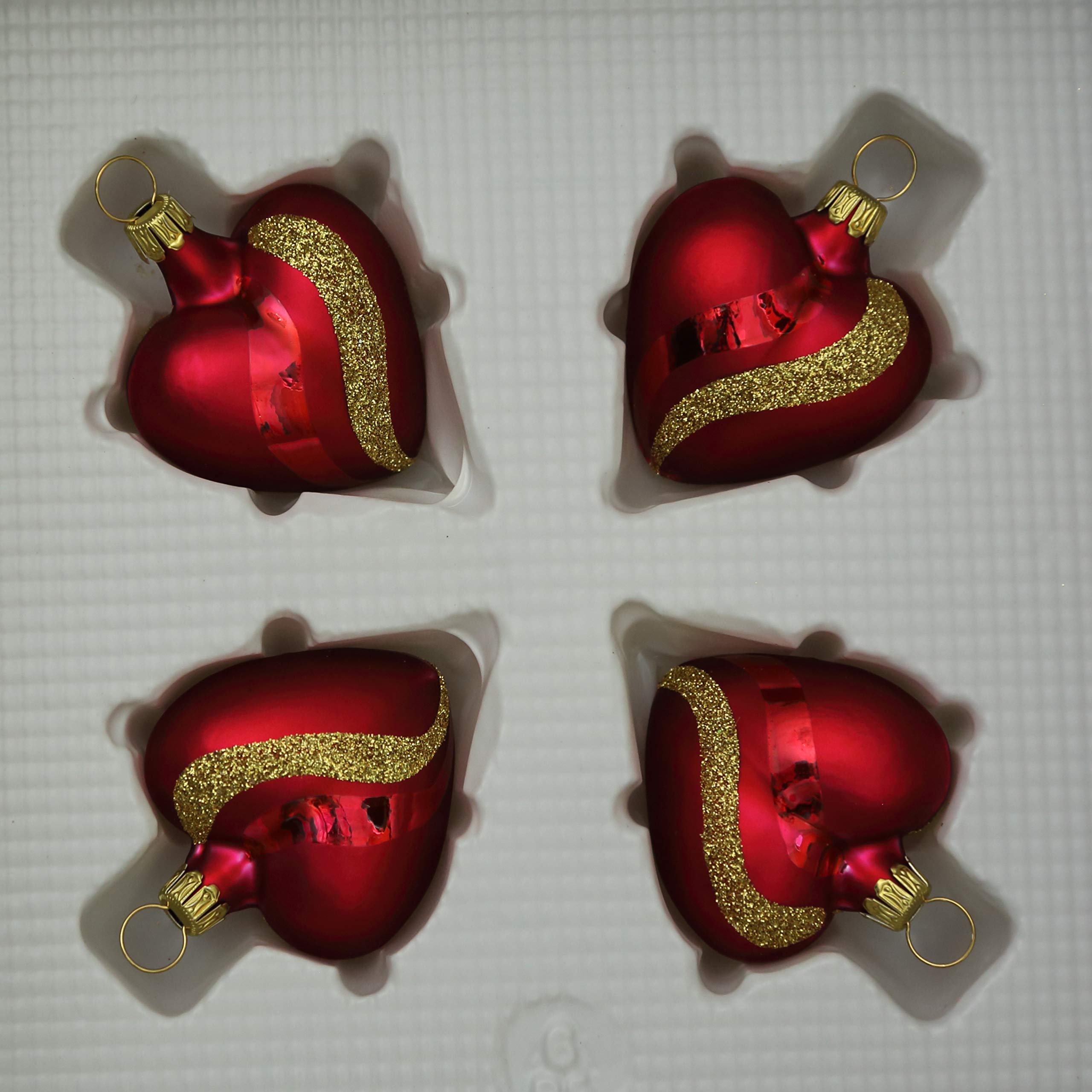 lauschaer-glas-christbaumschmuck-herzen-klein-dunkelrot-matt-dekor-4-st-ck image 2