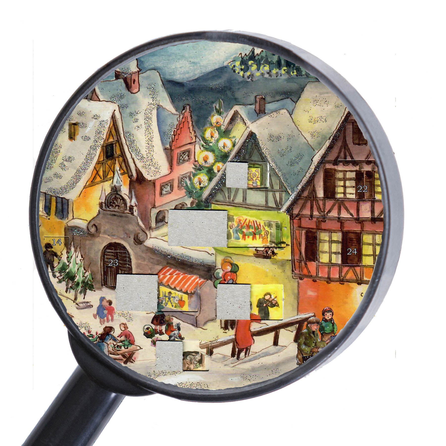 sellmer-verlag-adventskalender-a4-verschneites-dorf-papierkalender-querformat image 3