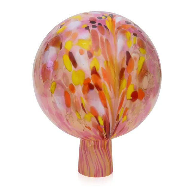 lauschaer-glas-gartenkugel-rosenkugel-rosa-granulat-19cm image 1