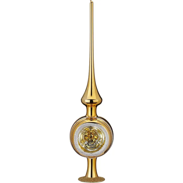 inge-glas-ornament-reflex-baumspitze-inkagold-glanz-33-cm image 1