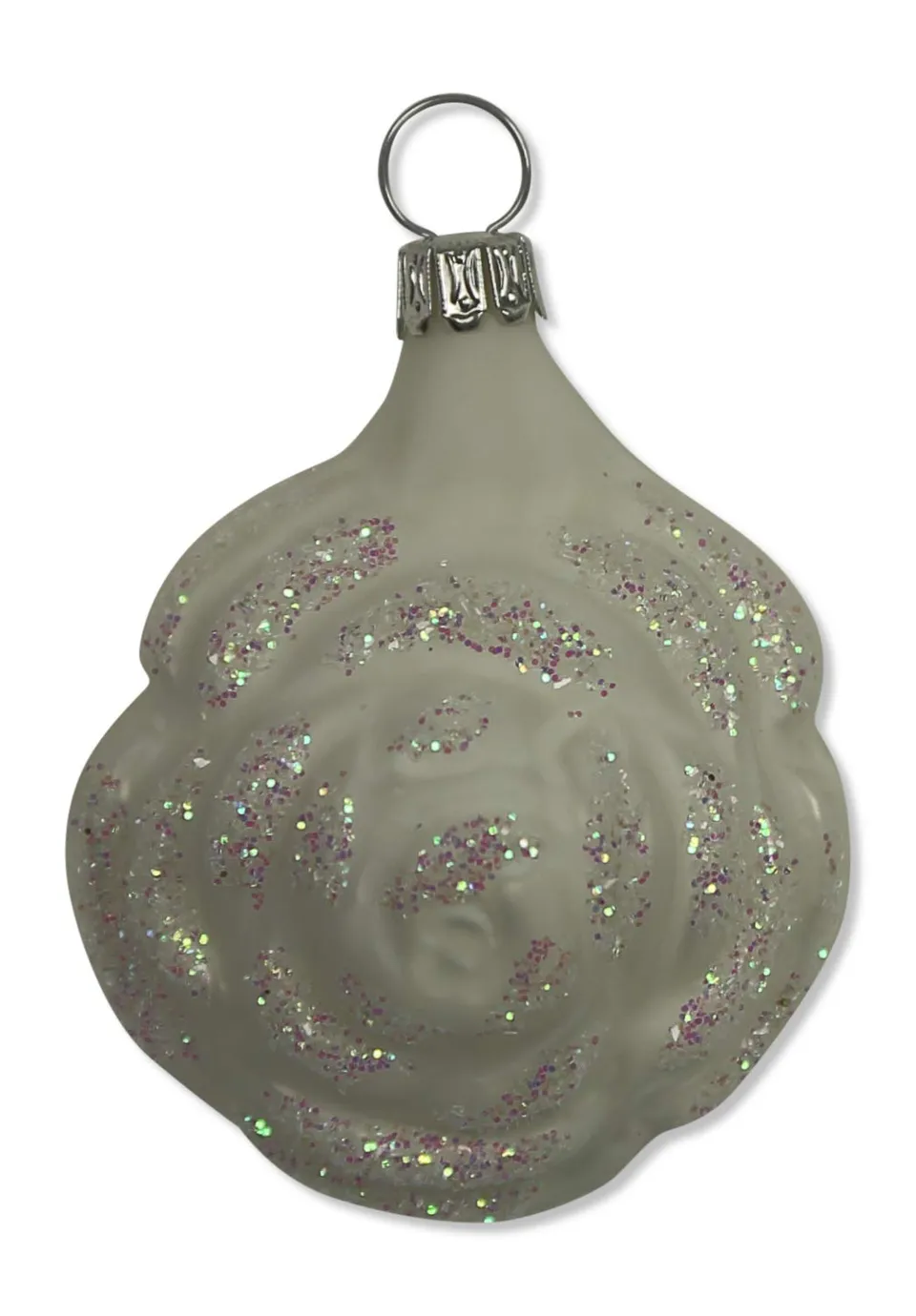 lauschaer-glas-christbaumschmuck-kleine-rose-wei-matt-mit-irisglimmer image 1