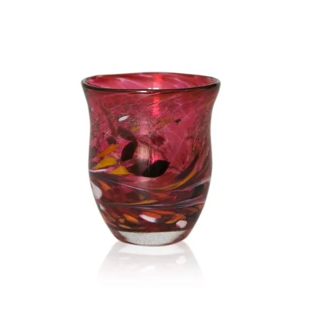 lauschaer-glas-windlicht-granulat-rubinrot-h-13-cm-mundgeblasen-handgeformt image 1