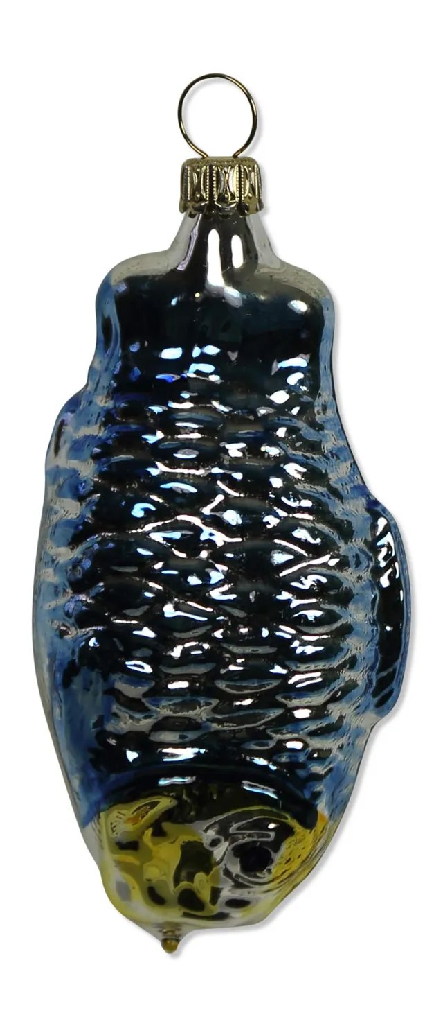 lauschaer-glas-christbaumschmuck-fisch-silber-blau-mundgeblasen-handdekoriert image 1