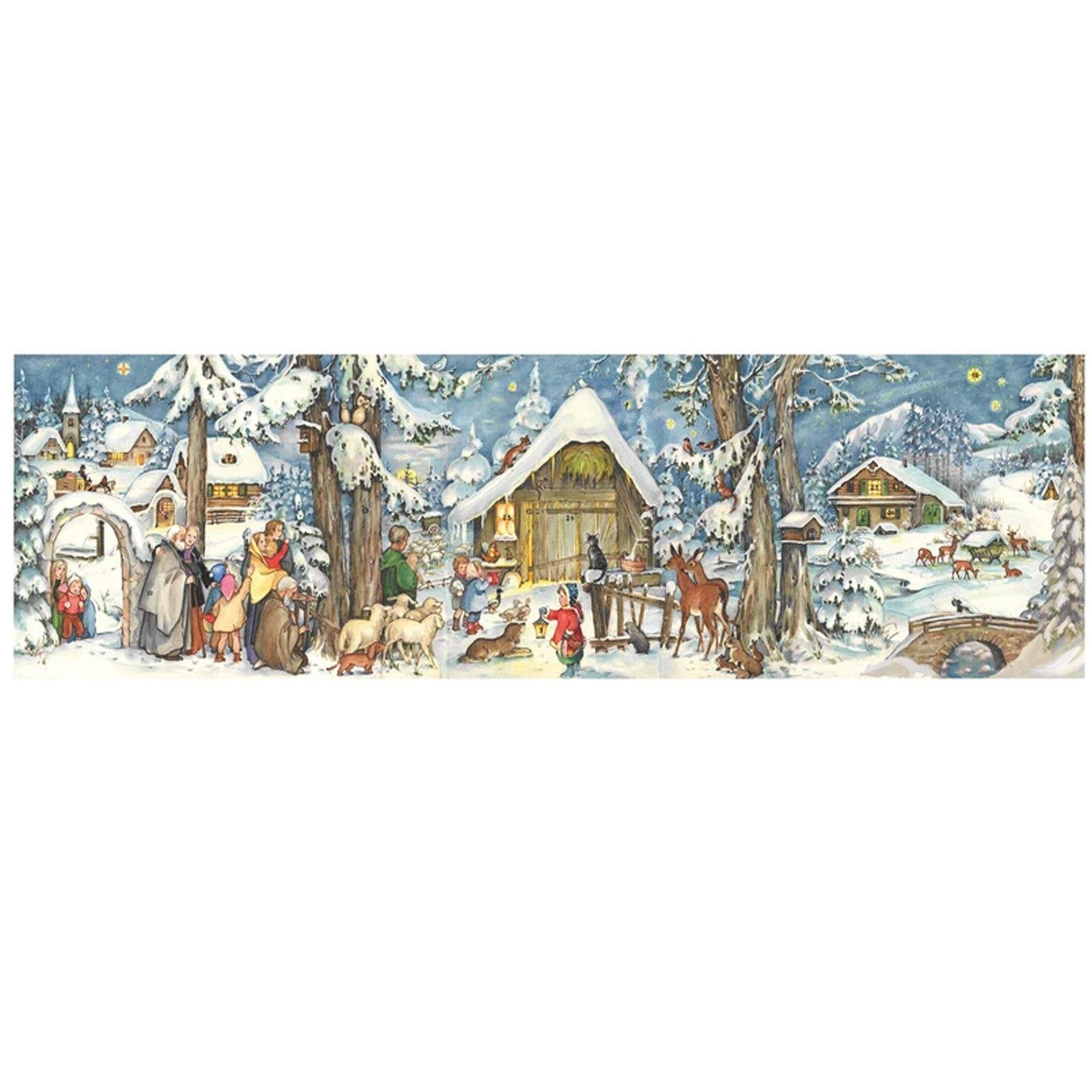 sellmer-verlag-panorama-adventskalender-am-stall-papierkalender-ca-70-cm image 1