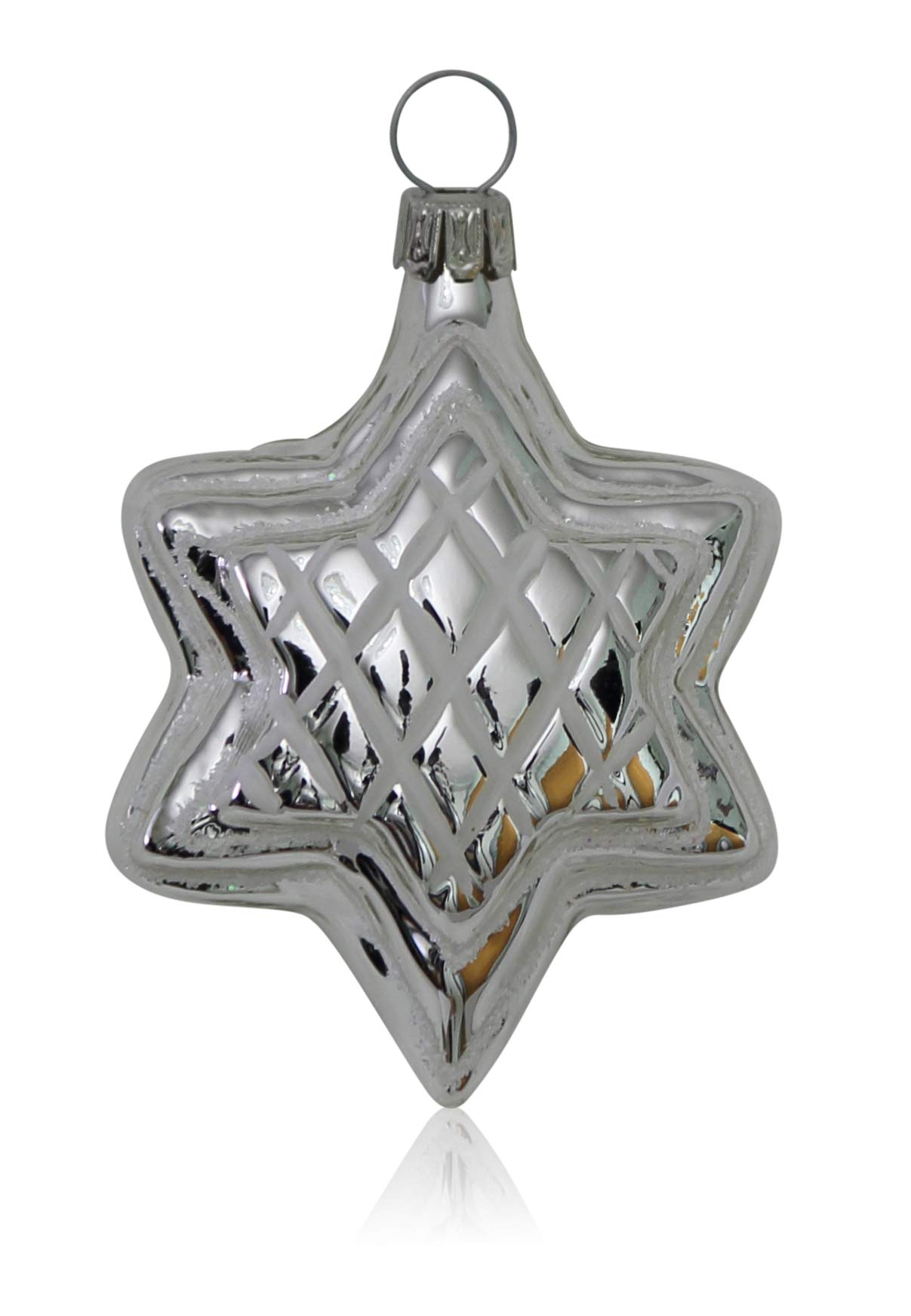 lauschaer-glas-christbaumschmuck-sterne-silber-mit-dekor-4-st-ck image 1