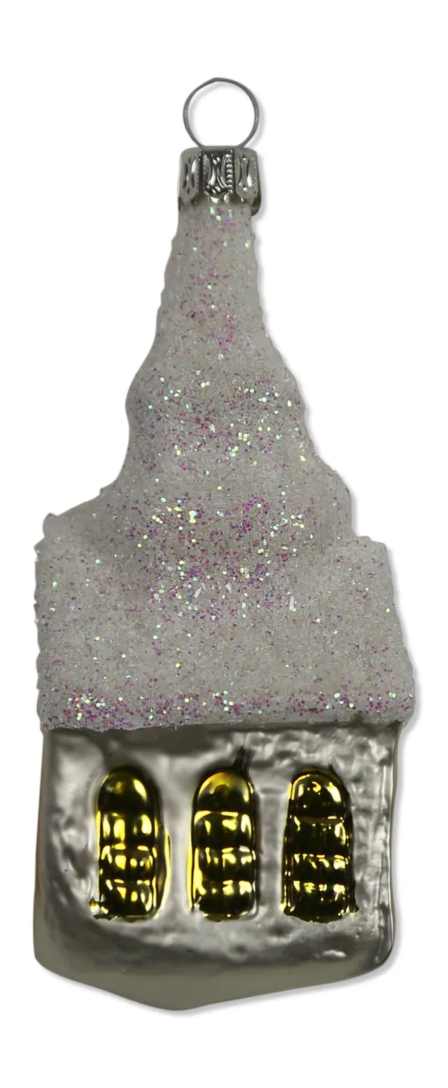 lauschaer-glas-christbaumschmuck-kirche-wei-matt image 1