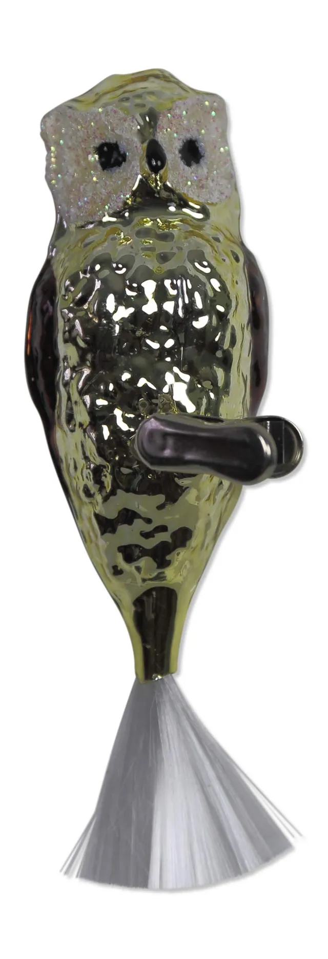 lauschaer-glas-christbaumschmuck-gro-e-eule-mit-glasschwanz-gold-glanz image 1