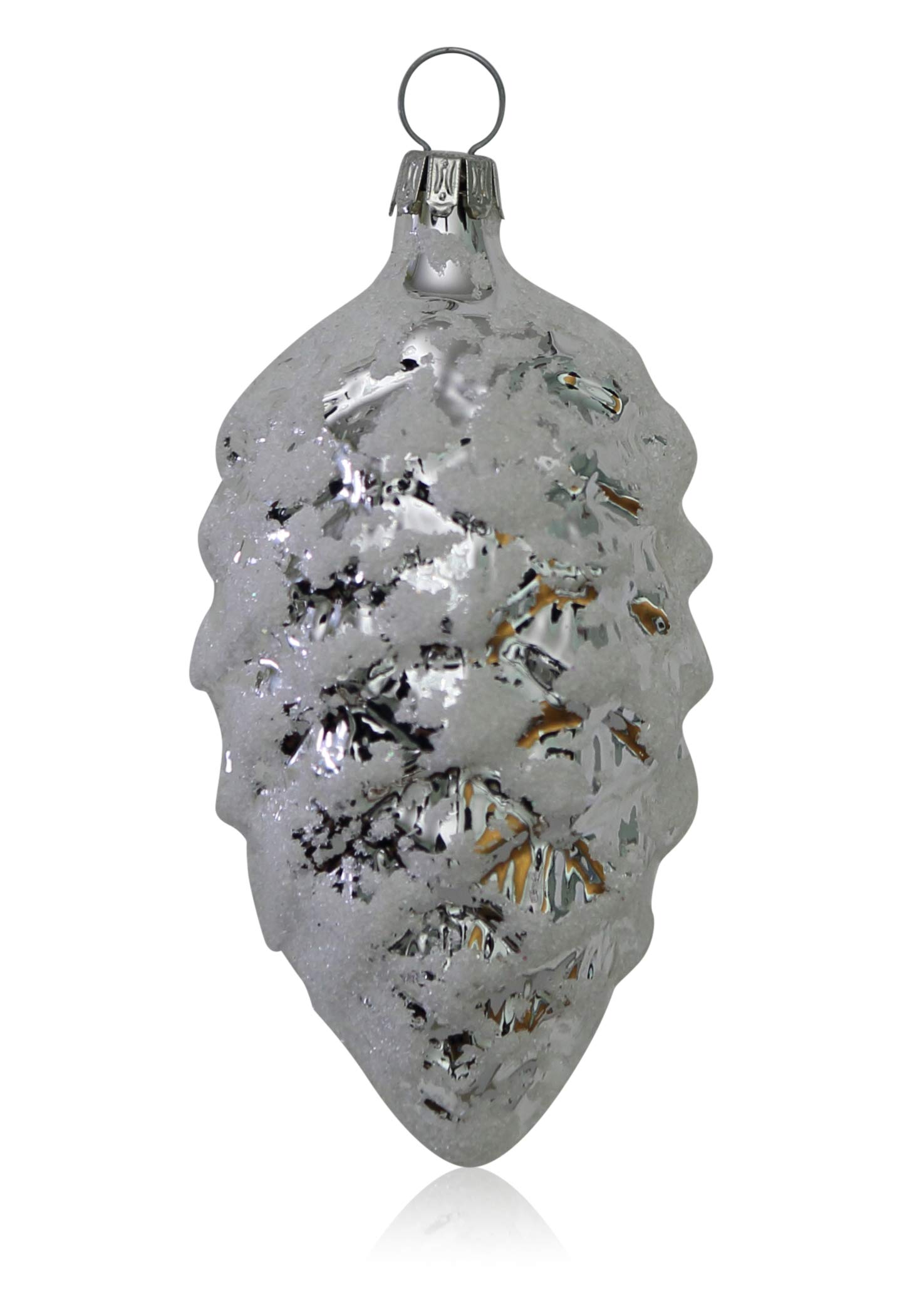 lauschaer-glas-tannenzapfen-silber-mit-dekor-4-st-ck-christbaumschmuck image 1