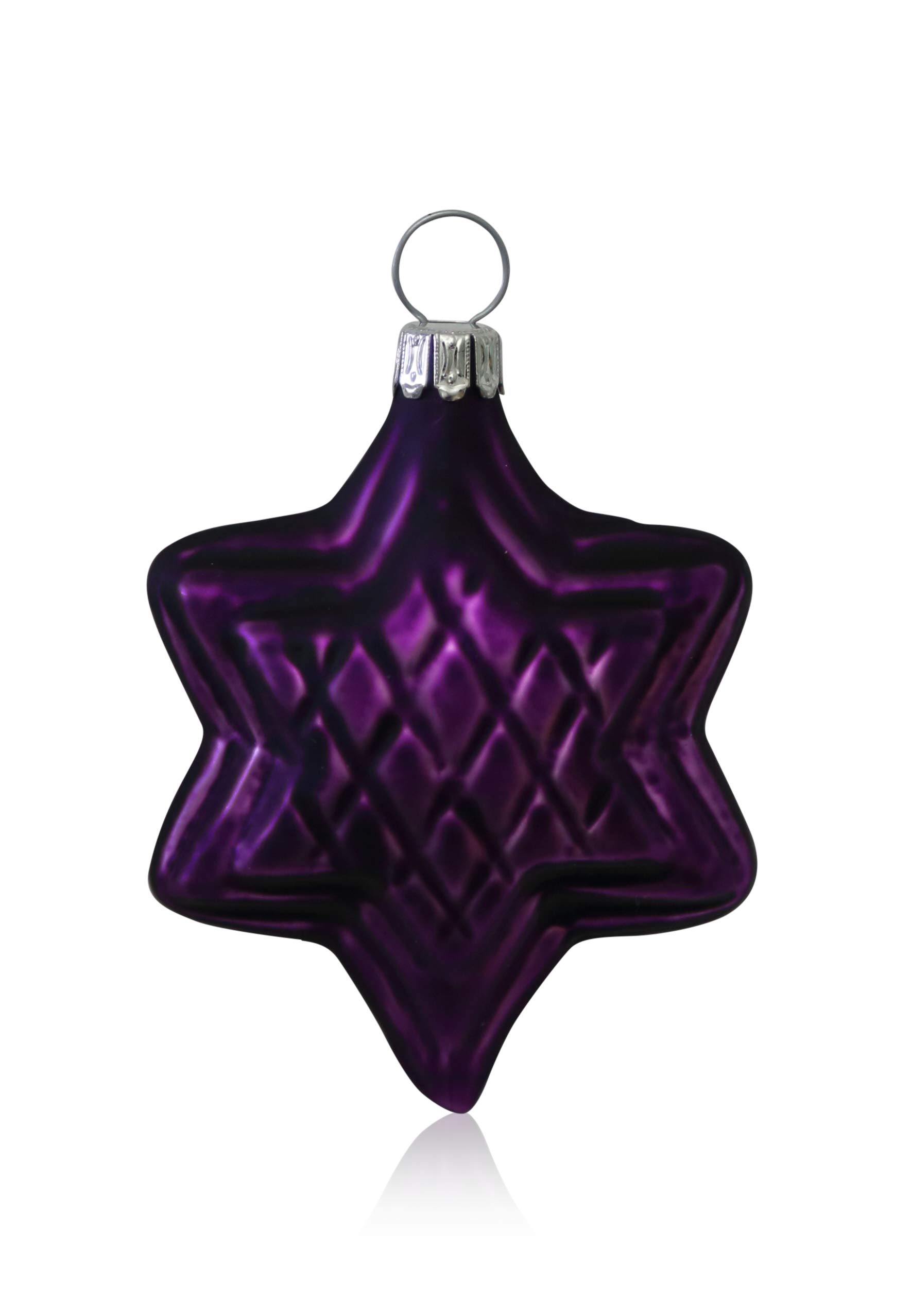 lauschaer-glas-christbaumschmuck-sterne-lila-matt-4-st-ck image 1