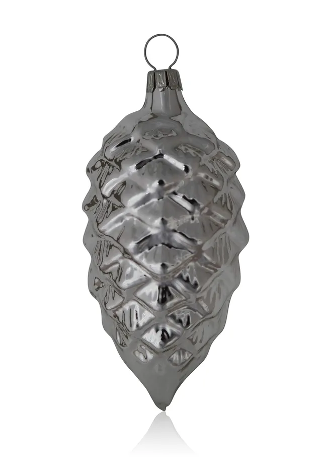 lauschaer-glas-christbaumschmuck-tannenzapfen-silber-glanz-4-st-ck-mundgeblasen image 1