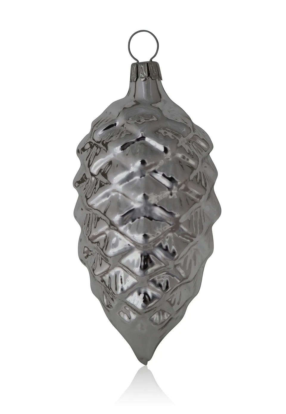 lauschaer-glas-christbaumschmuck-tannenzapfen-silber-glanz-4-st-ck-mundgeblasen image 1