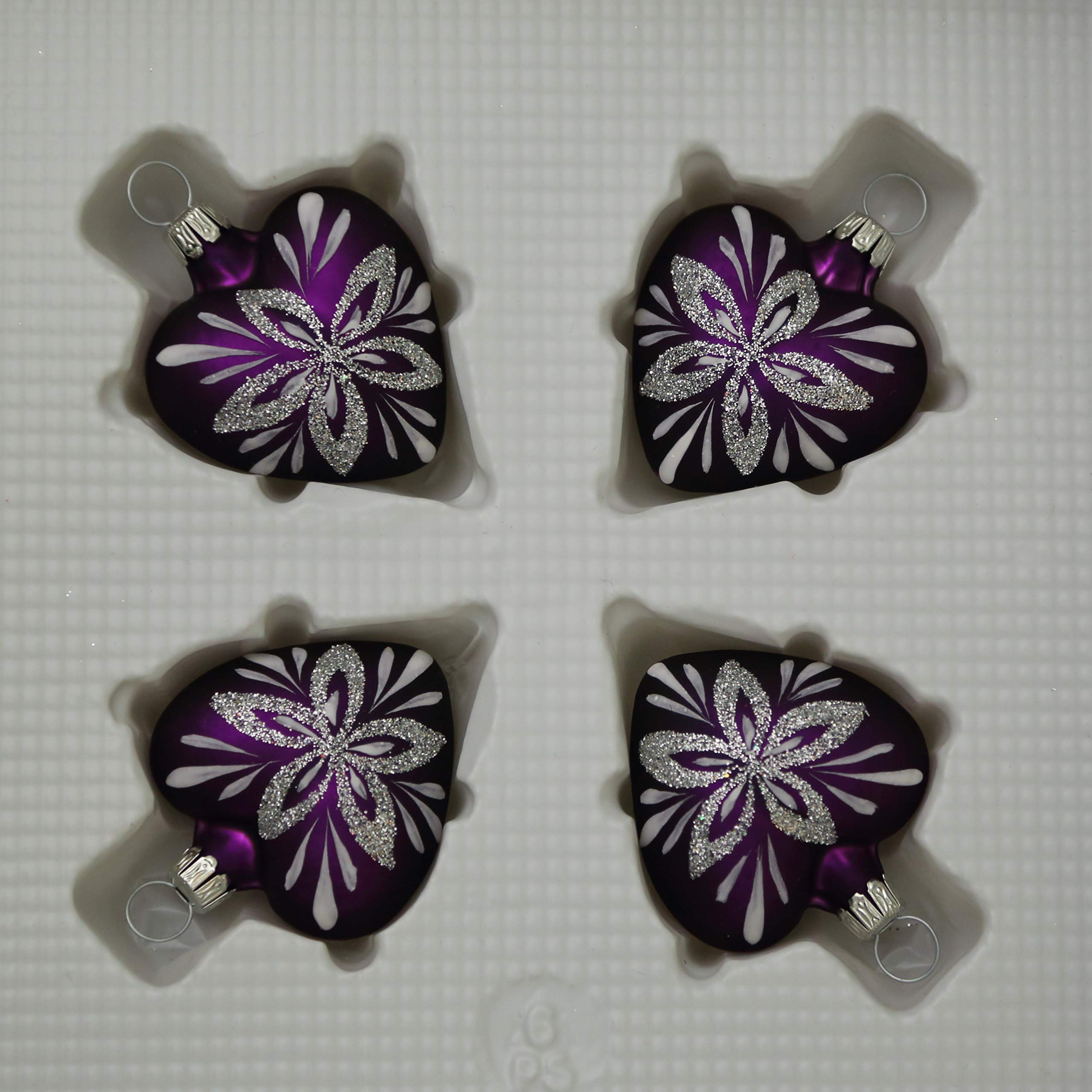 lauschaer-glas-christbaumschmuck-herzen-klein-lila-matt-mit-blumendekor-4-st-ck- image 2