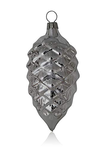 lauschaer-glas-christbaumschmuck-tannenzapfen-silber-glanz-4-st-ck-mundgeblasen image 6