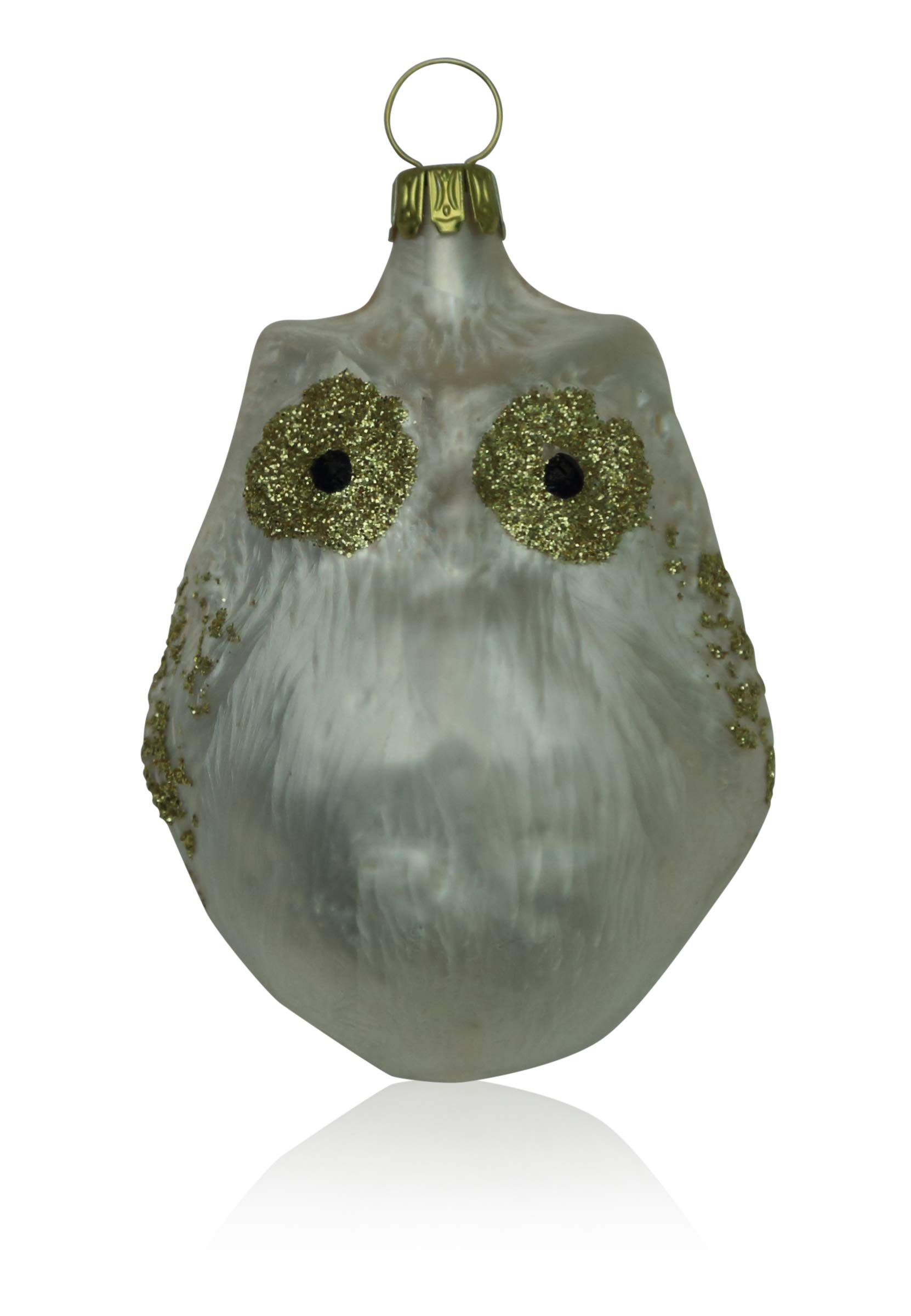 lauschaer-glas-eule-eislack-champagner-klein-mundgeblasen image 1