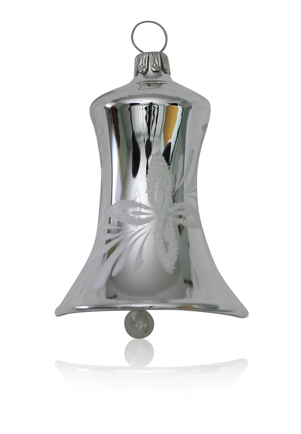 lauschaer-glas-glocken-silber-mit-wei-en-blumen-3-st-ck-5cm image 1