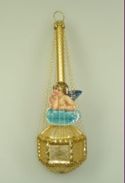 lauschaer-glas-w-rfel-mit-engel-umsponnen-leonischer-draht-christbaumschmuck image 1