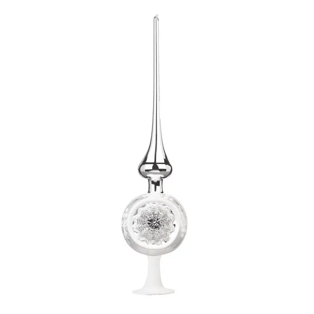 inge-glas-traditioneller-reflex-8-x-33-cm-silber-glanz-christbaumspitze-aus-glas image 1