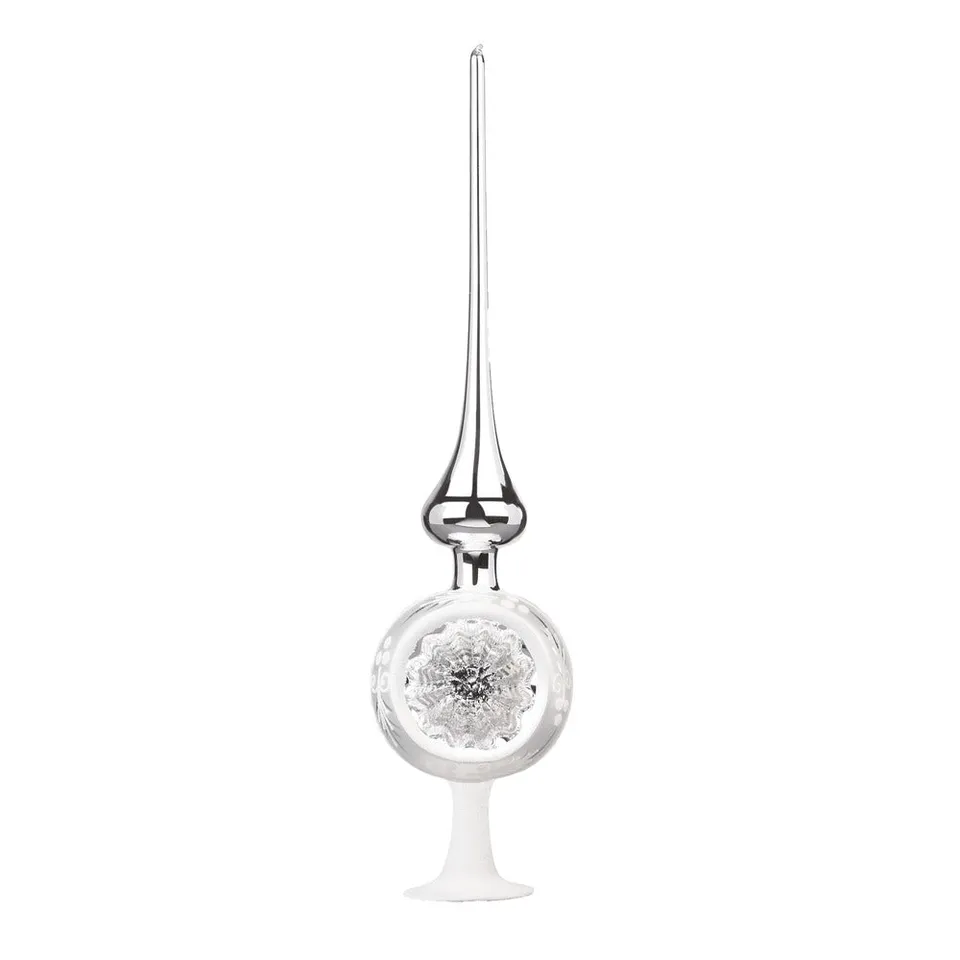 inge-glas-traditioneller-reflex-8-x-33-cm-silber-glanz-christbaumspitze-aus-glas image 1