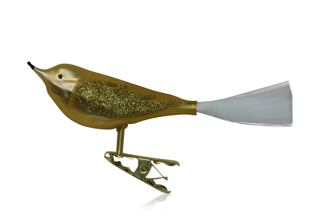 lauschaer-glas-vogel-mit-glasschwanz-gold-matt image 1