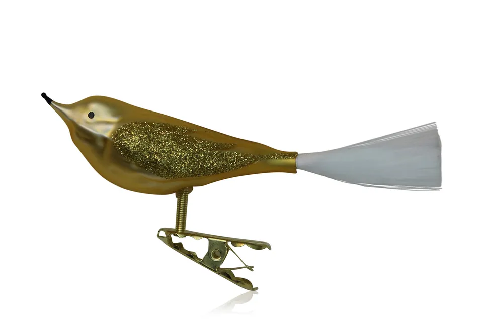 lauschaer-glas-vogel-mit-glasschwanz-gold-matt image 1