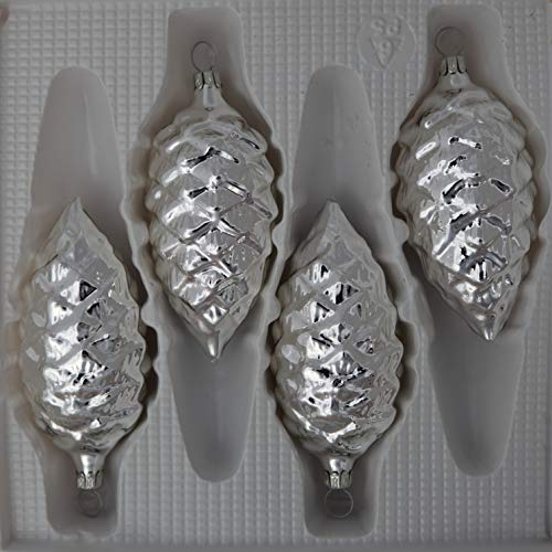lauschaer-glas-christbaumschmuck-tannenzapfen-silber-glanz-4-st-ck-mundgeblasen image 7