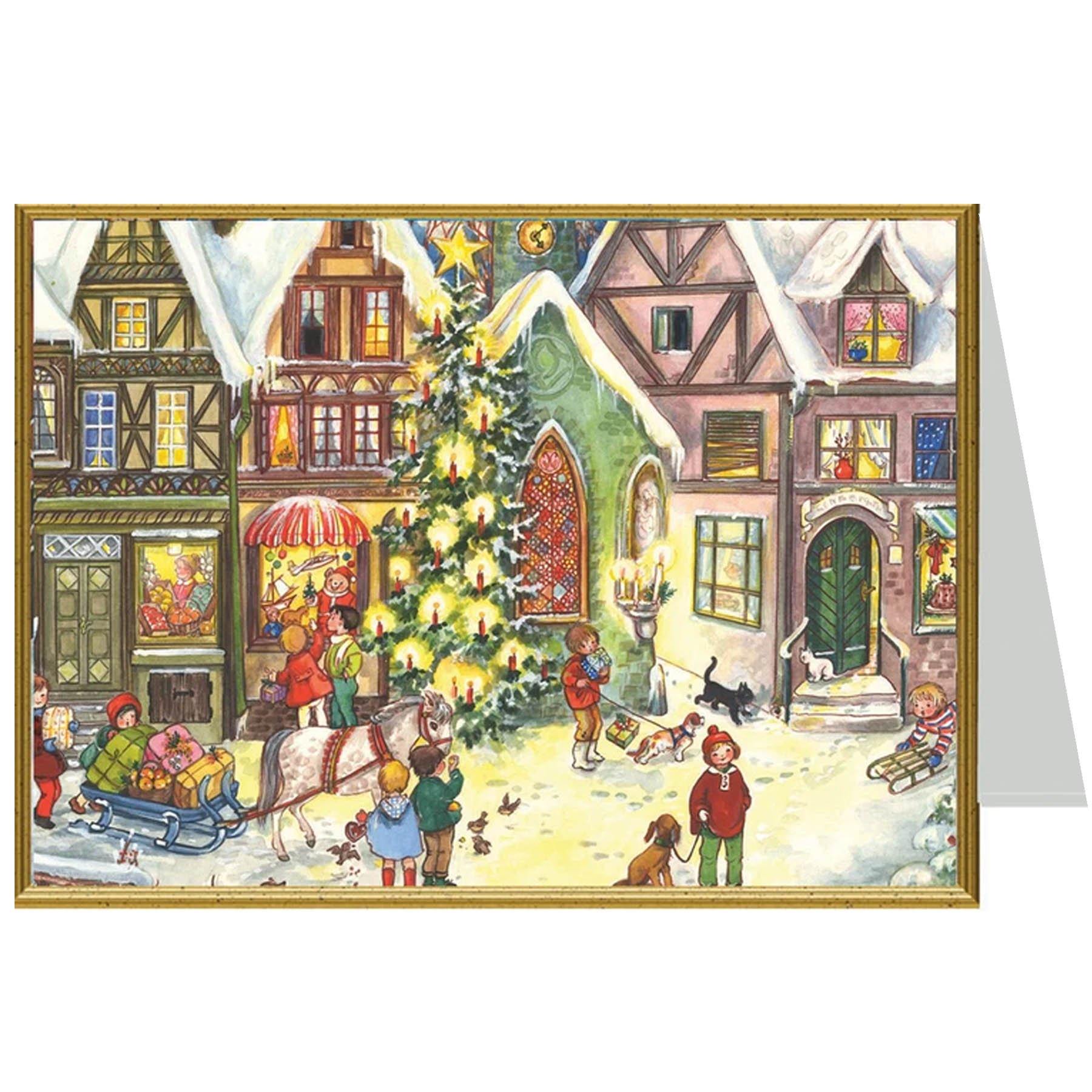 sellmer-verlag-weihnachtskarte-an-der-stadtmauer-querformat-mit-umschlag image 1