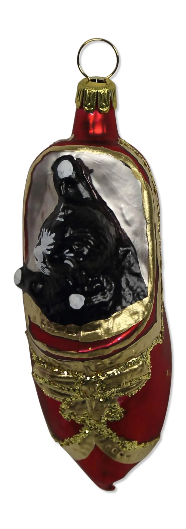 lauschaer-glas-christbaumschmuck-katze-im-schuh-rot-mundgeblasen image 1