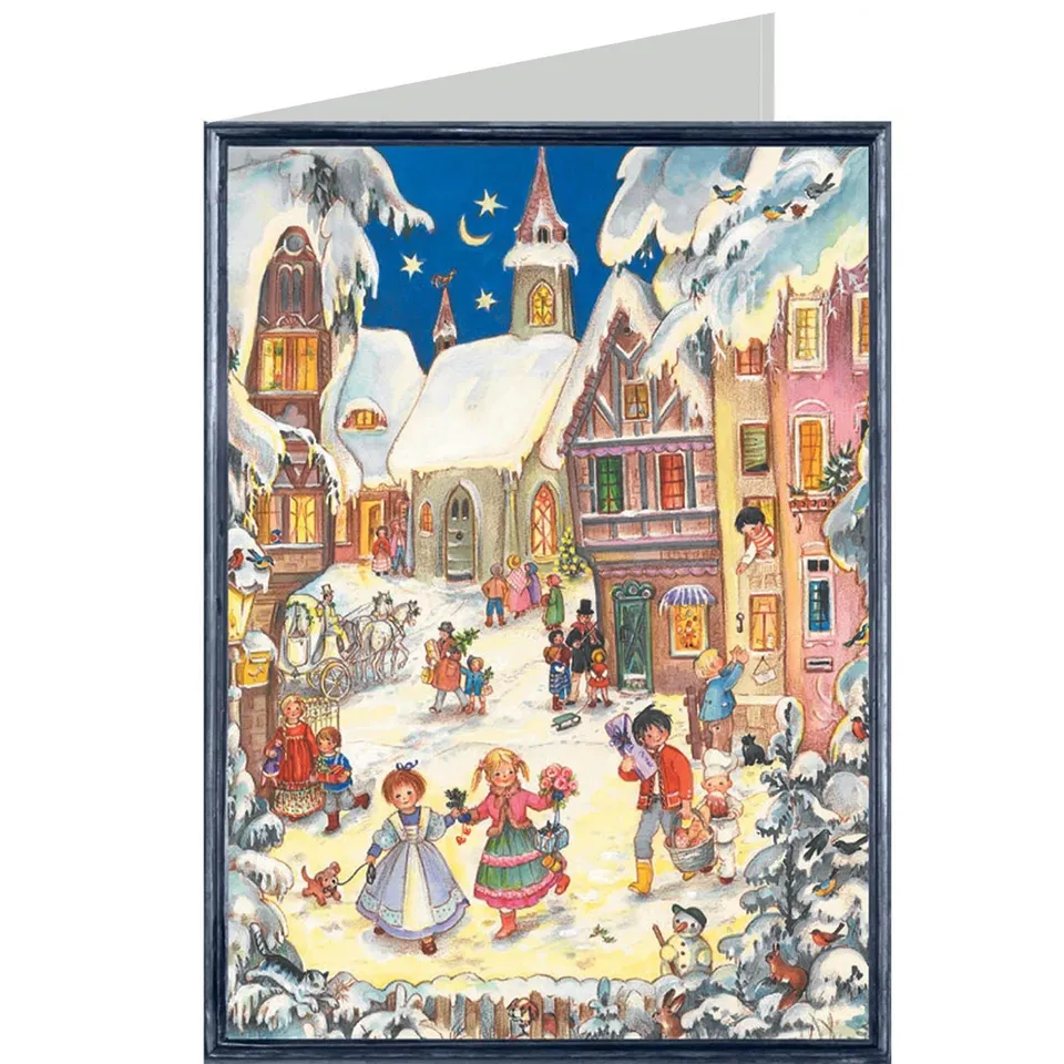 sellmer-verlag-weihnachtskarte-verschneites-st-dtchen-hochformat-mit-umschlag image 1