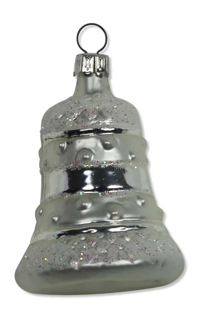 lauschaer-glas-christbaumschmuck-kleine-glocke-wei-matt-mundgeblasen image 1