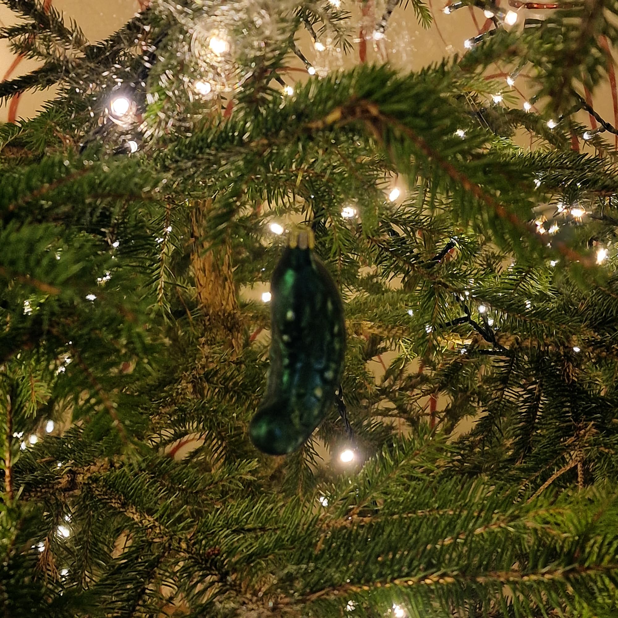 lauschaer-glas-weihnachtsgurke-christbaumschmuck-dunkelgr-n-matt-9cm image 3