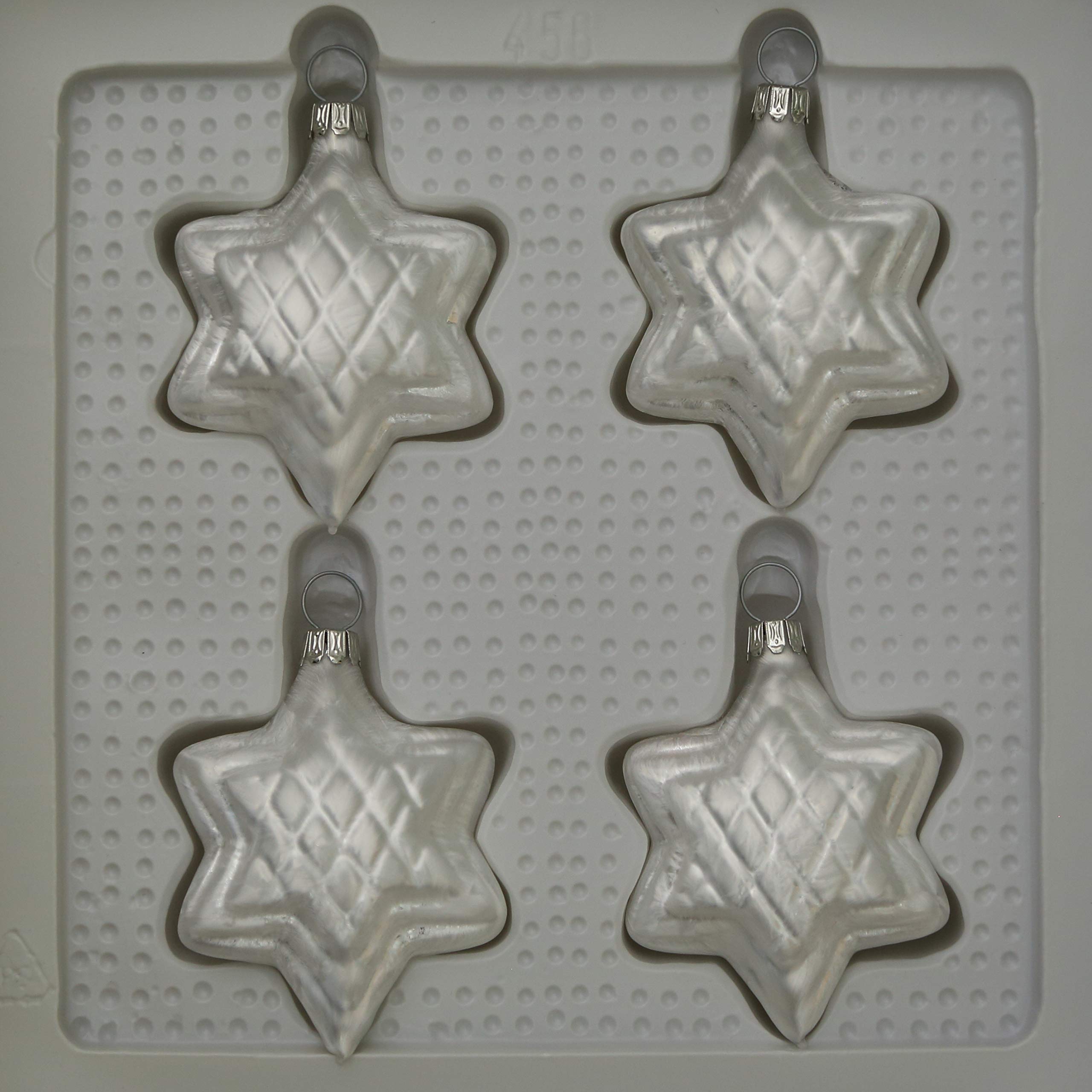 lauschaer-glas-christbaumschmuck-sterne-eislack-wei-4-st-ck-mundgeblasen image 2