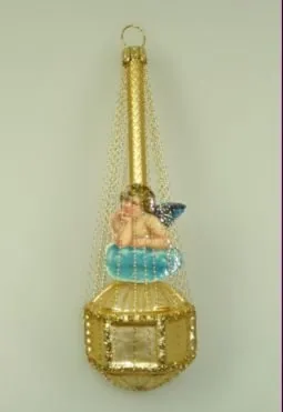 lauschaer-glas-w-rfel-mit-engel-umsponnen-leonischer-draht-christbaumschmuck image 1