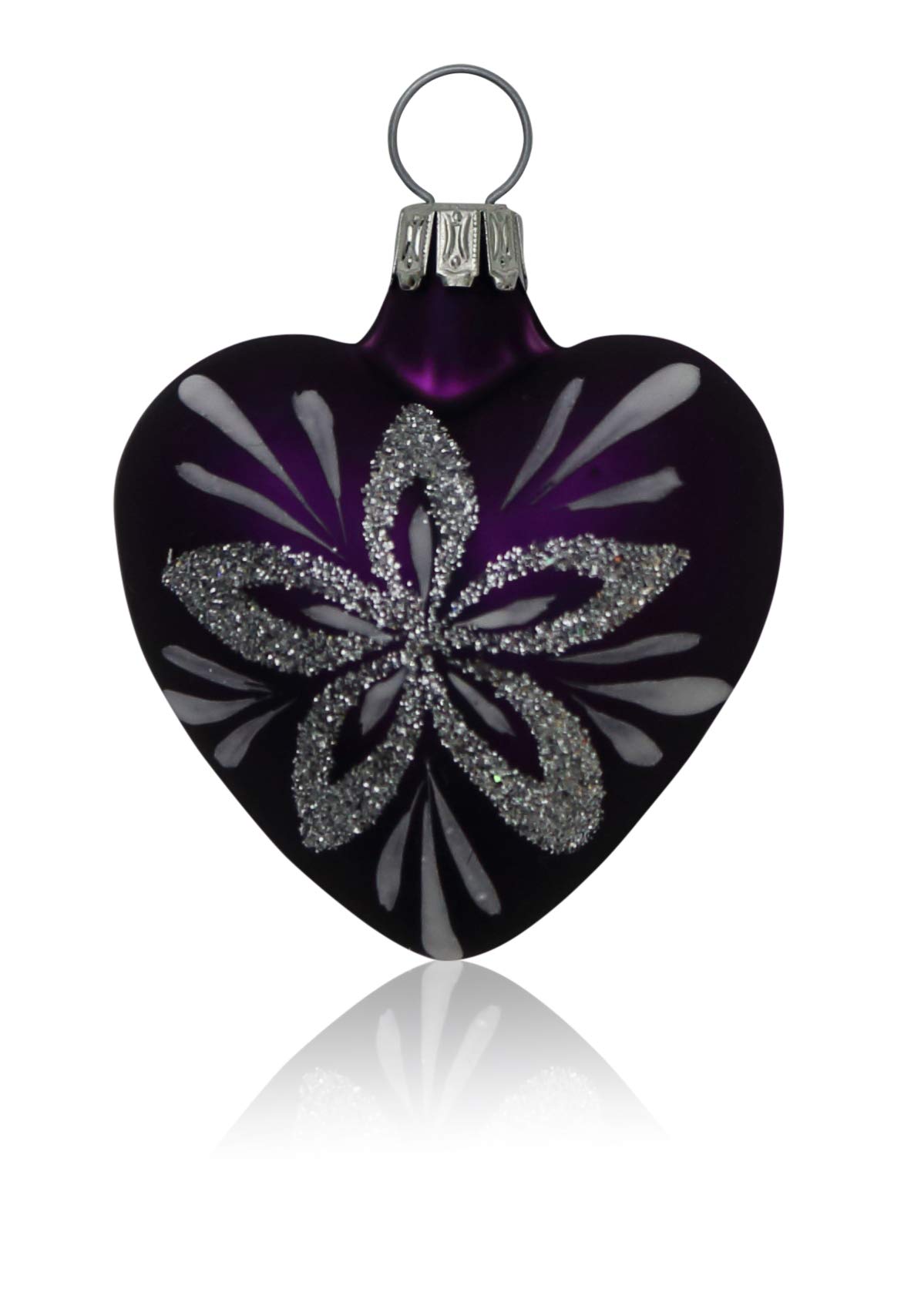 lauschaer-glas-christbaumschmuck-herzen-klein-lila-matt-mit-blumendekor-4-st-ck- image 1