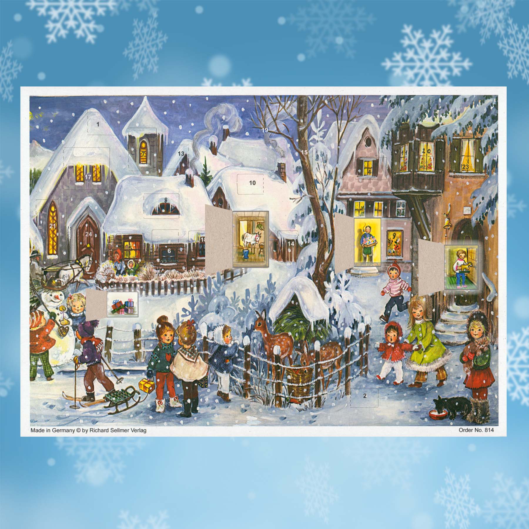 sellmer-verlag-adventskalender-a4-es-schneit-kinder-motiv-mit-glimmer image 2