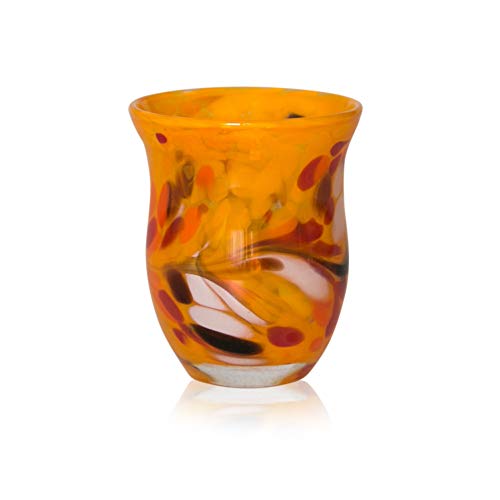 lauschaer-glas-windlicht-granulat-gelb-h-13-cm-mundgeblasen-handgeformt image 3