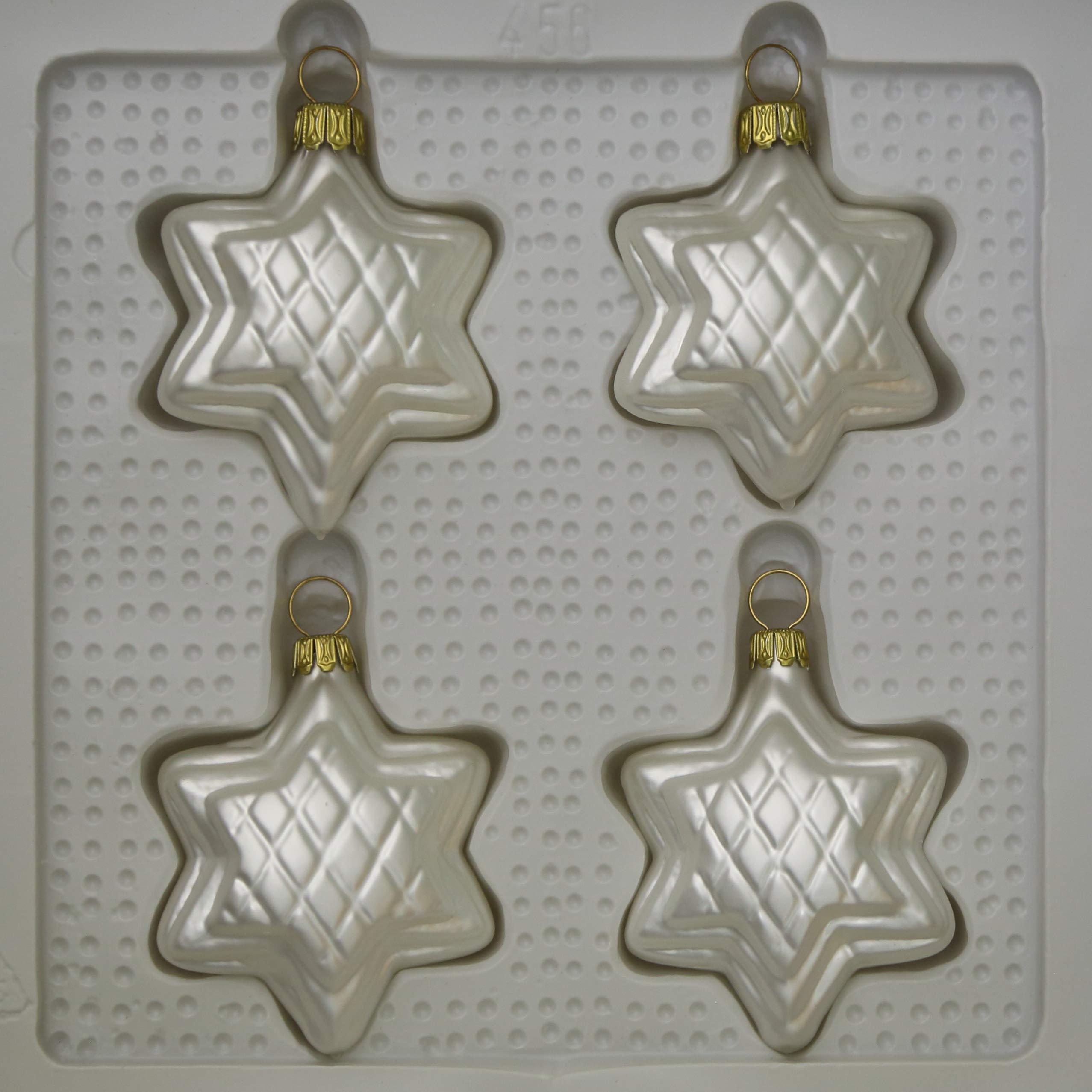 lauschaer-glas-christbaumschmuck-sterne-wei-matt-4-st-ck-mundgeblasen image 2