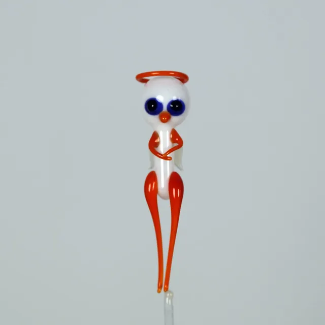 lauschaer-glas-flaschenengel-wasserengel-wei-orange-mundgeblasen image 1