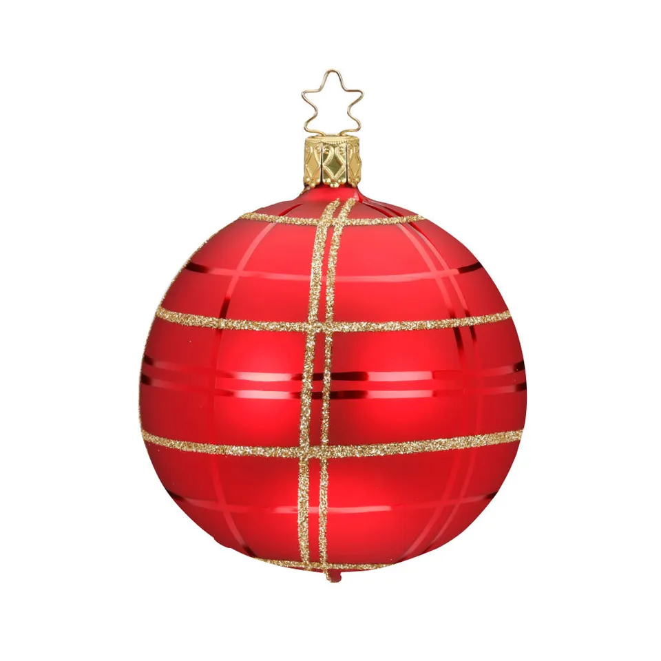 inge-glas-klassisches-karo-christbaumkugel-8-cm-rot image 1