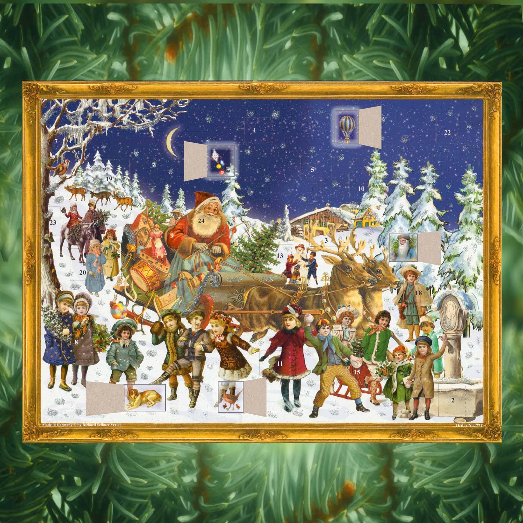 sellmer-verlag-adventskalender-weihnachtsmann-im-rentierschlitten-gro-format image 2